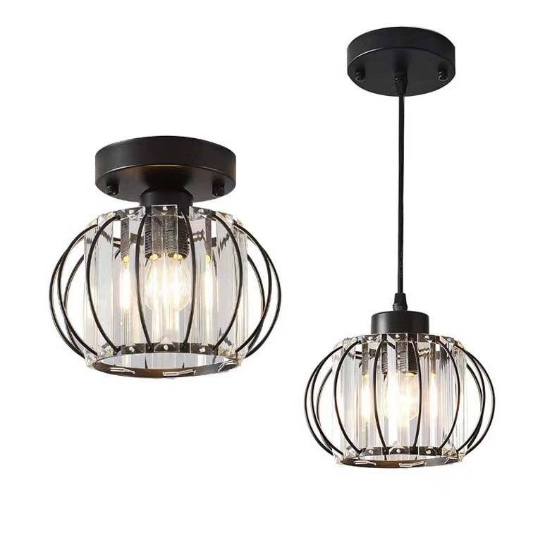 Flush Mount Ceiling Light Fixture Small Crystal Lighting Indoor LED Iron Cage Ceiling Light Home Pendant Lamps