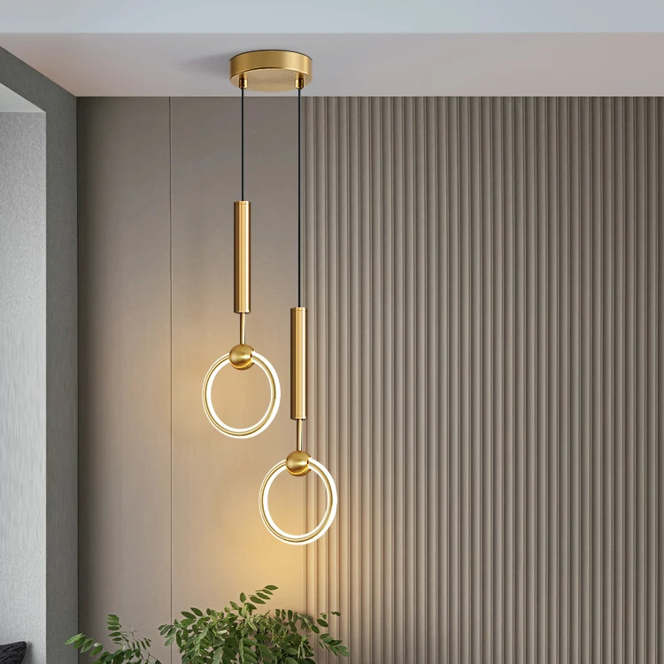 Globe Suspension Simple Ceiling Hanging Lighting Modern Nordic Golden Black Rings Metal Pendant Lights