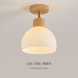 Scandinavian log wind aisle corridor entrance ceiling lamp new simple creative entry foyer ceiling light e27 Japanese Style