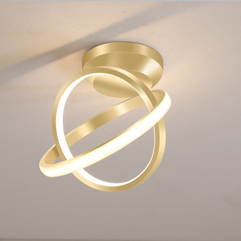 Romantic Entryway Ceiling Light Ceiling Lamp Golden High Translucent Bedroom Checkroom LED Gold Iron Aisle Modern Corridor Light