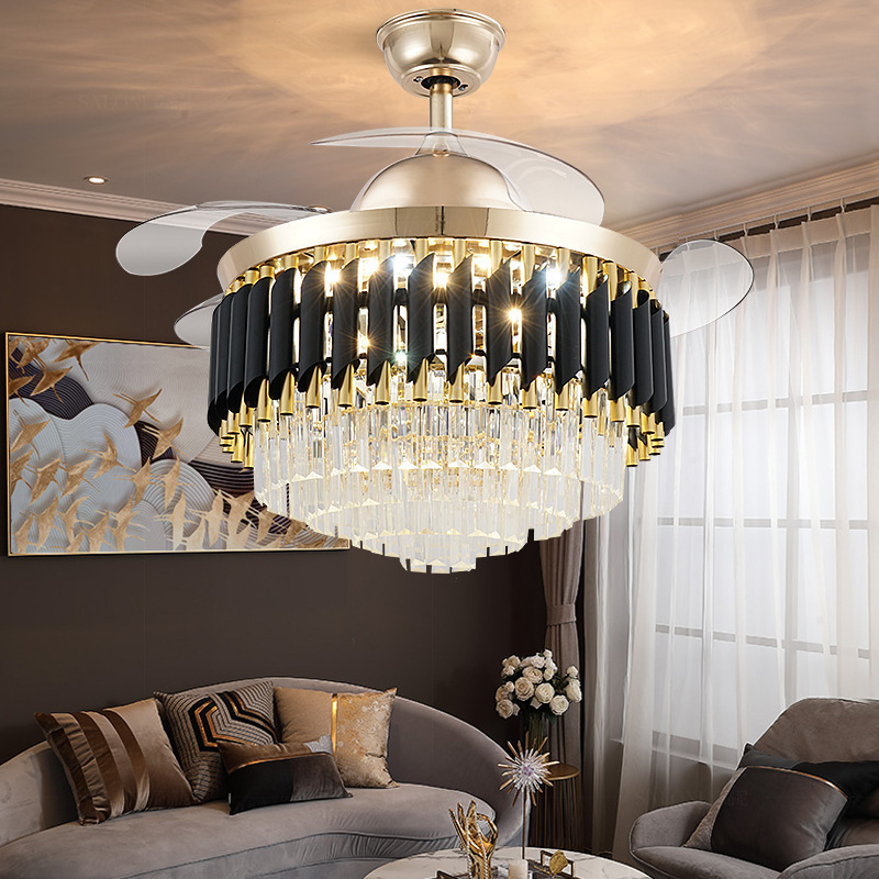 Crystal Large Ceiling Light Fan Luxury Chandelier Led Ceiling Fan Gold Modern Residential Smart Home 10 220V 90 20 Nordic Light