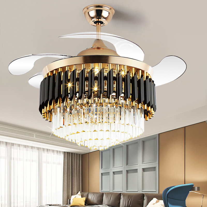 Crystal Large Ceiling Light Fan Luxury Chandelier Led Ceiling Fan Gold Modern Residential Smart Home 10 220V 90 20 Nordic Light