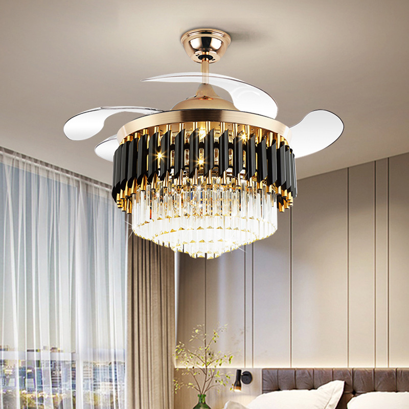 Crystal Large Ceiling Light Fan Luxury Chandelier Led Ceiling Fan Gold Modern Residential Smart Home 10 220V 90 20 Nordic Light