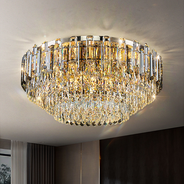 Interior Living Room Modern Led Crystal Chandelier Ceiling Light Luxury Raindrop Flush Mount Pendant Lamp Light Fixtures