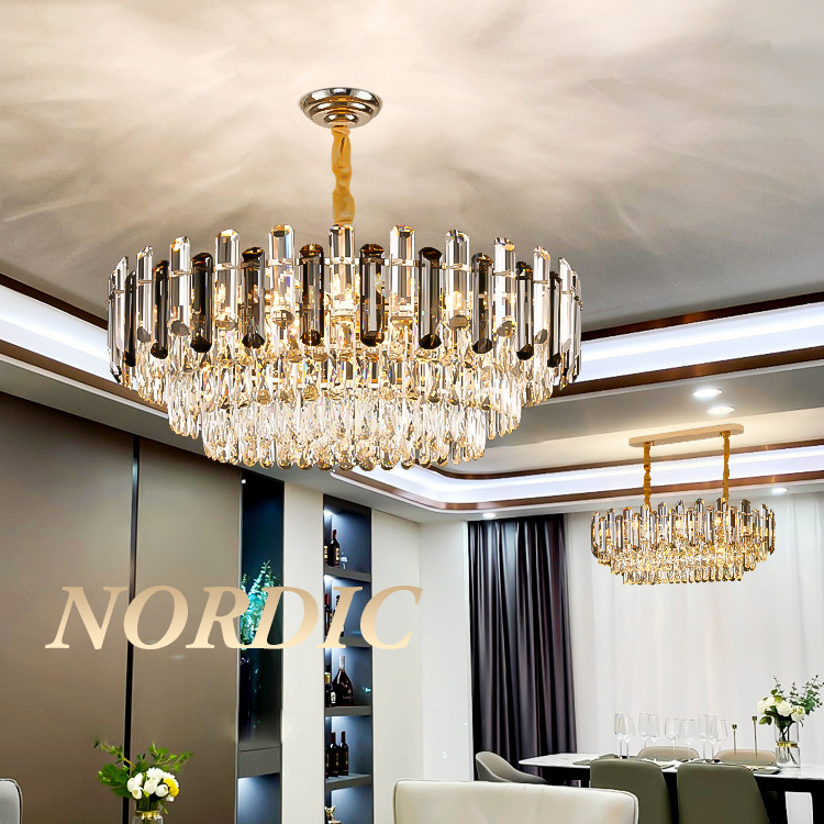 Interior Living Room Modern Led Crystal Chandelier Ceiling Light Luxury Raindrop Flush Mount Pendant Lamp Light Fixtures