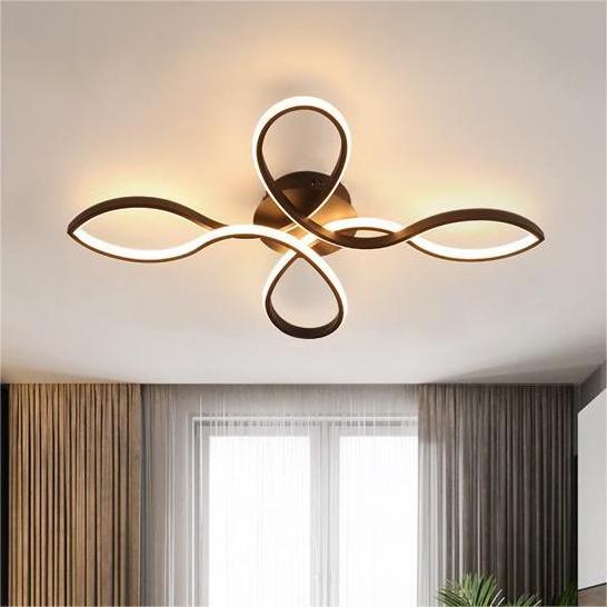 Low-profile black living room bedroom LED iron ceiling lamp design model restaurant LED  4heads ceiling light