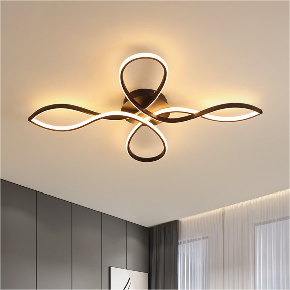 Low-profile black living room bedroom LED iron ceiling lamp design model restaurant LED  4heads ceiling light