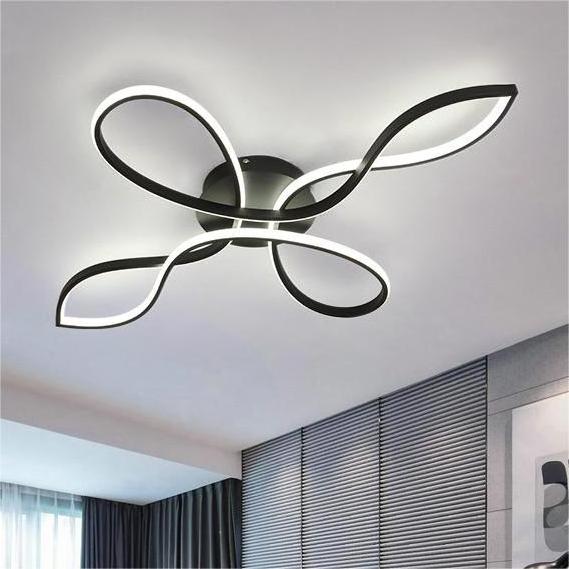 Low-profile black living room bedroom LED iron ceiling lamp design model restaurant LED  4heads ceiling light