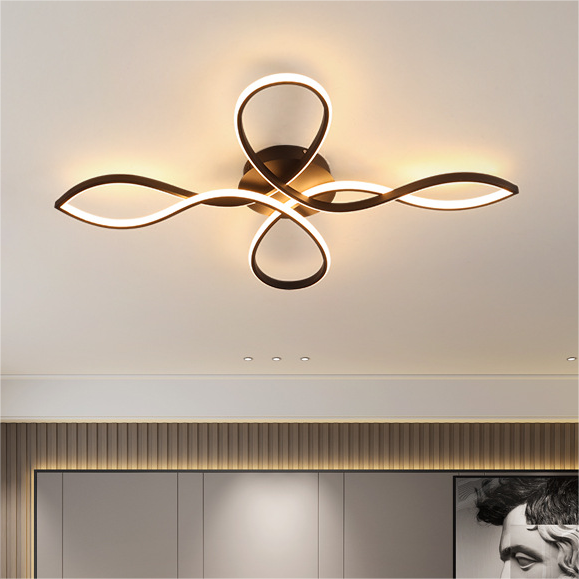 Low-profile black living room bedroom LED iron ceiling lamp design model restaurant LED  4heads ceiling light