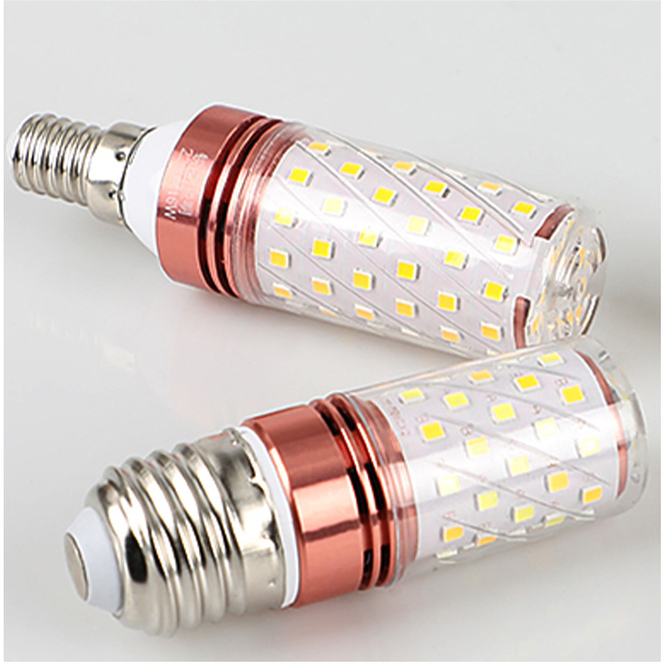 led light bulb e14/e27 size screw warm white three colours light 12W household lighting corn Dimmable E27 bulb Dimmable