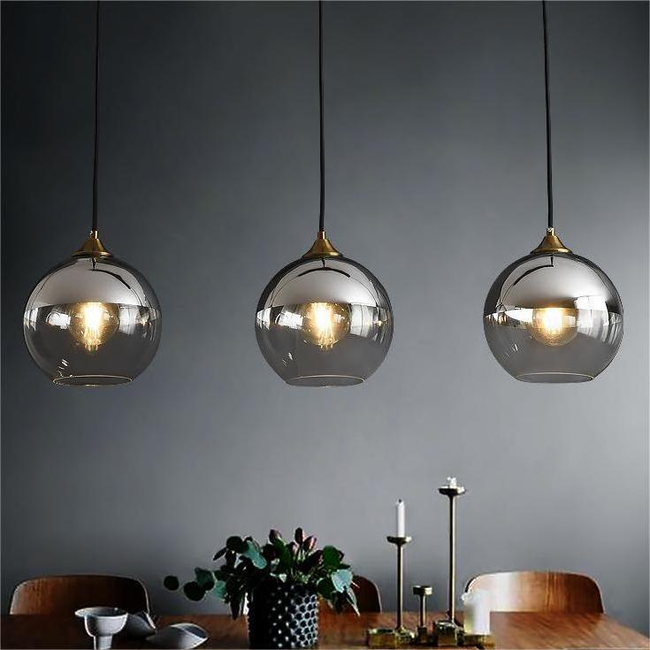 Three head glass restaurant living room pendant lamp amber cafe milk tea shop pendant light