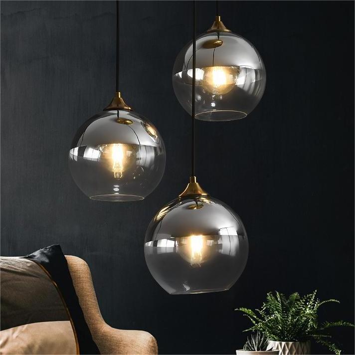 Three head glass restaurant living room pendant lamp amber cafe milk tea shop pendant light