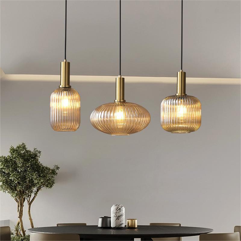 Design models art bedroom dining room pendant lamp exquisite stripes coffee shop glass pendant light