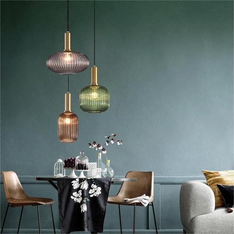 Design models art bedroom dining room pendant lamp exquisite stripes coffee shop glass pendant light