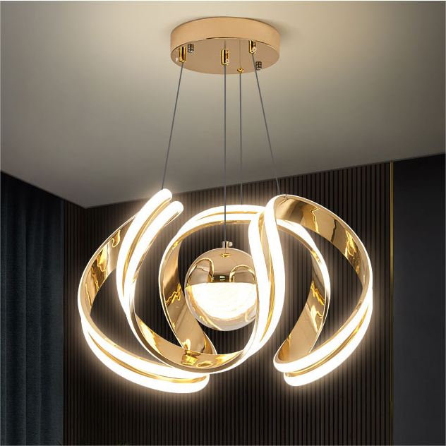 Modern simple dining room bar pendant lamp creative gold bedroom living room LED chandelier