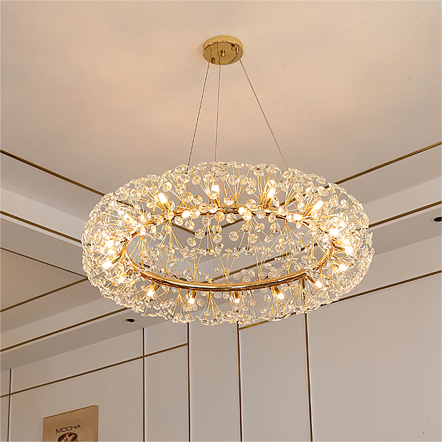 Light luxury post-modern bedroom dining room crystal pendant light creative full star living room study chandelier