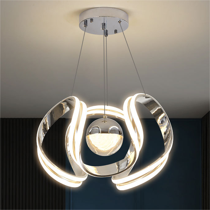 Modern simple dining room bar pendant lamp creative gold bedroom living room LED chandelier