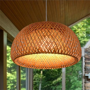 Chinese bamboo woven farm music restaurant chandelier handcrafted small living room tea house lamp bamboo e27 pendant lamp