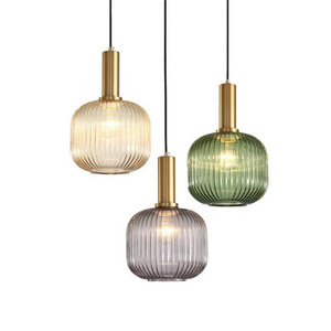 Design models art bedroom dining room pendant lamp exquisite stripes coffee shop glass pendant light