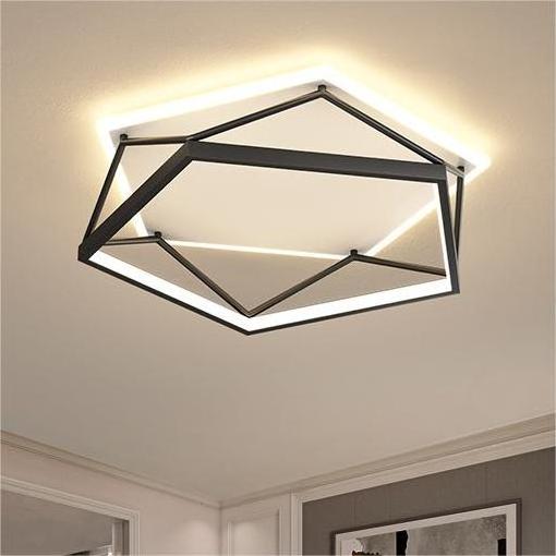 Metal Acrylic Geometric Creative Design Modern Square LED Flush Mount Ceiling Lamp LED ceiling Light Fixture for home