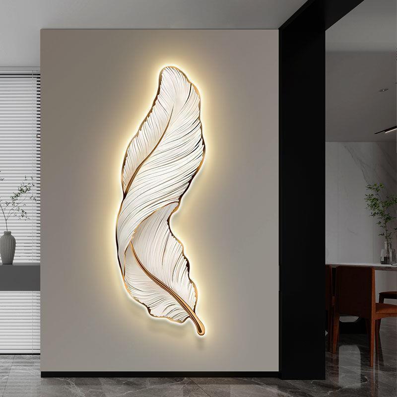 Creative Modern Feather Design Wall Lights Indoor Led Wall Lamps Hotel Villa Project Decorative Resin High Quality Home Art 220v