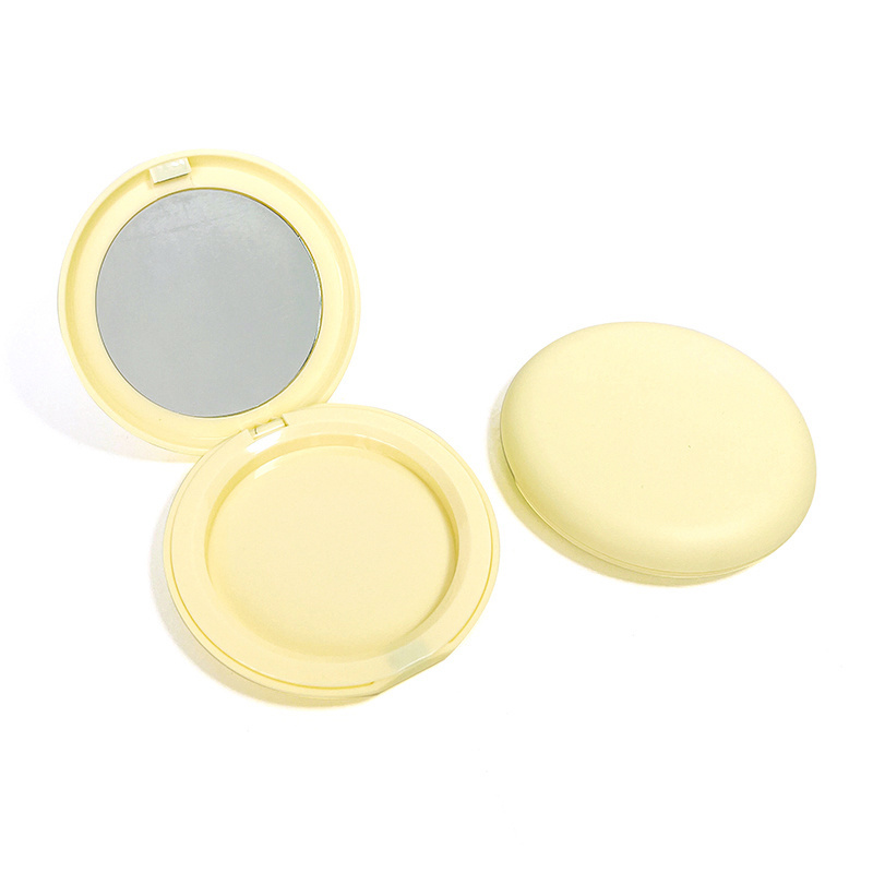 Round Orange Compact powder box custom color makeup powder box with mirror private label powder compact case