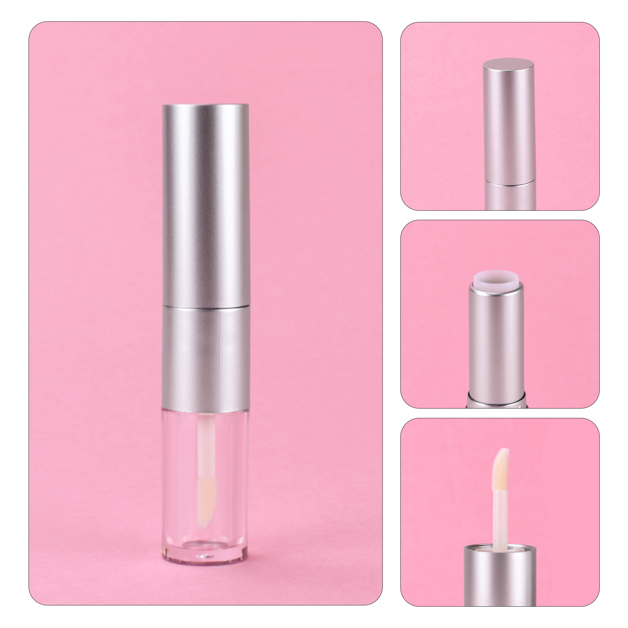 Stock Silvery Two In One Multi Use Makeup Pigmented Matte Liquid Lipstick Double Sides Lip Gloss And Lipstick Tube container