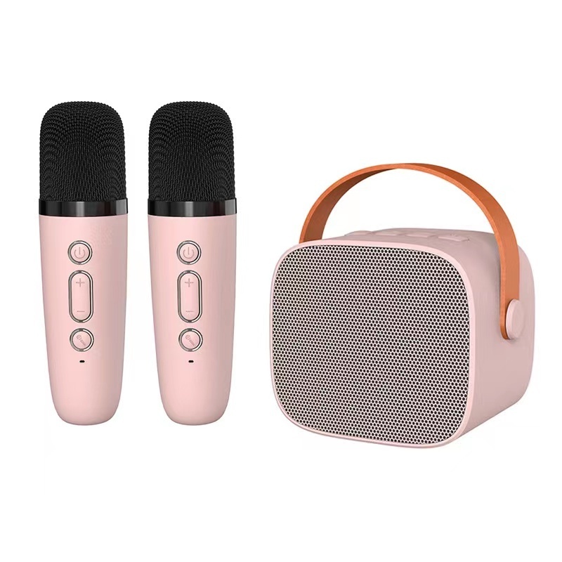 Portable Rechargeable RGB Karaoke Mini Speaker with Wireless Microphone Kids Home Usage Music Box Speaker USB Output Interface