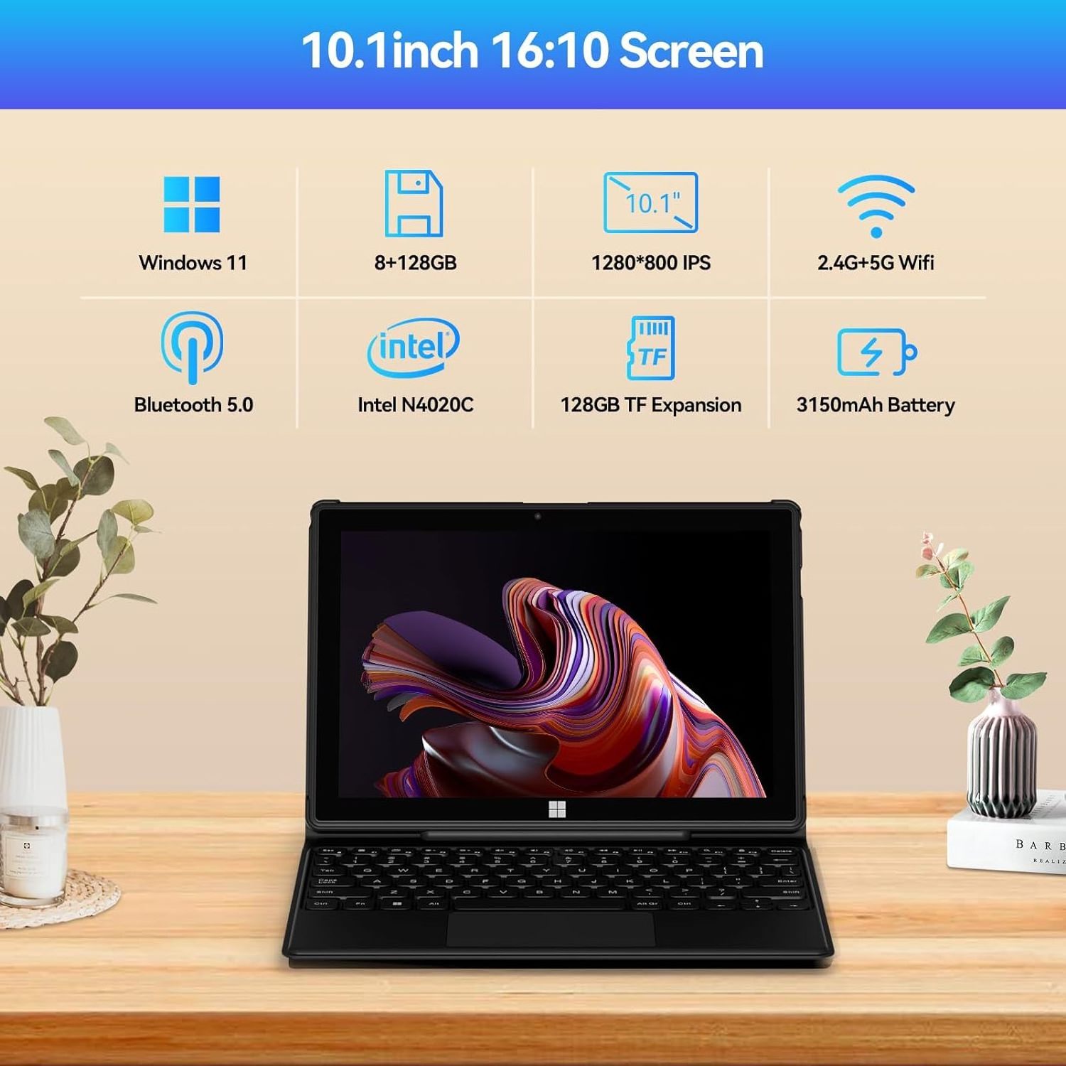 10 Inch IPS Touch Screen WiFi Car Vehicle Computer Laptop PC Cheap 2 in 1 Gaming Windows Tablet With Keyboard