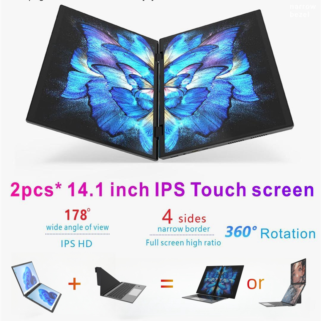 OEM ODM Tablet Laptop 2 in 1 11th Gen YOGA DDR4 Dual screen Notebook Gamer Pc Touch Business Laptop Computer