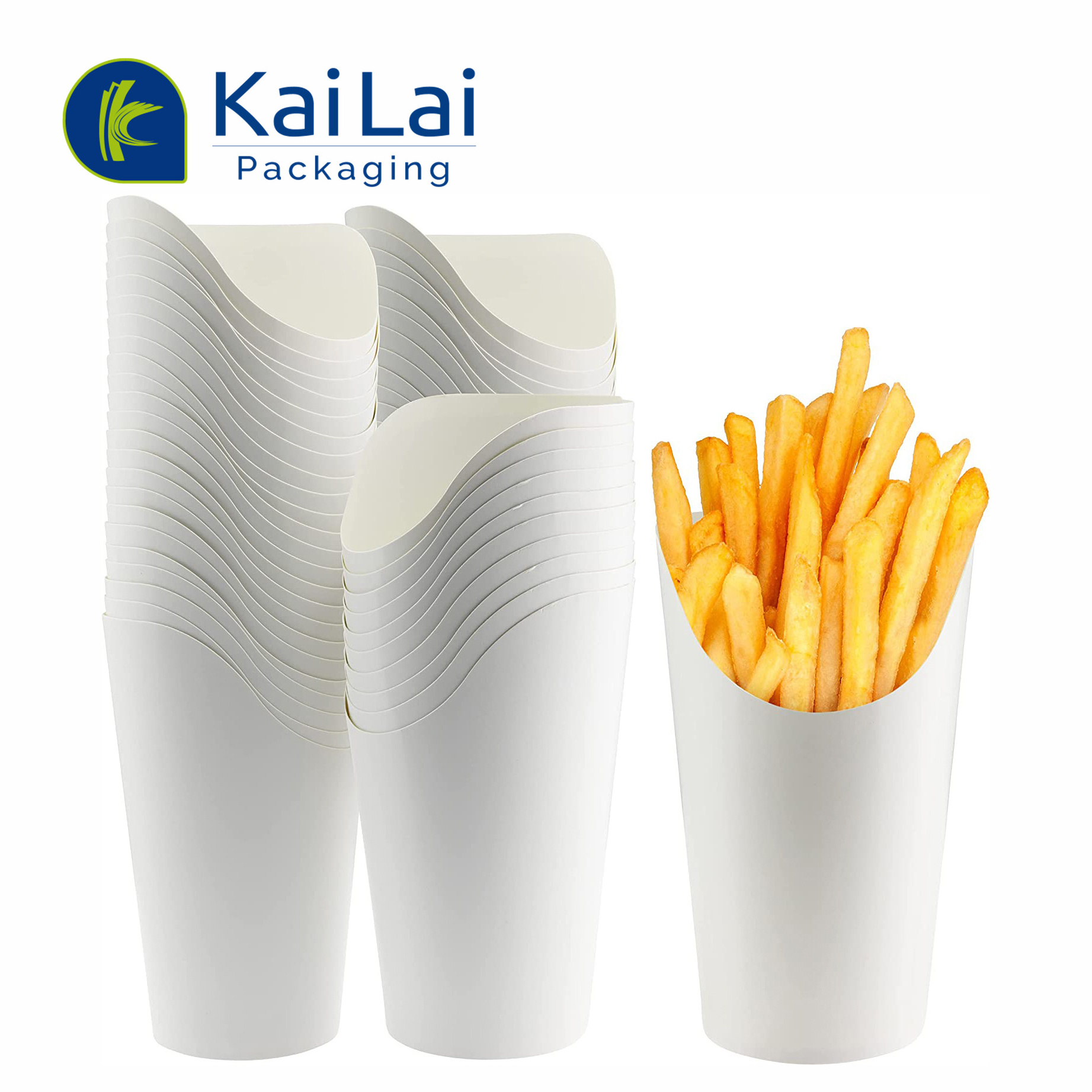 Recyclable Custom Printed Unique Paper Scoop Cup kraft French Fries Cup Paper French Fries Cone Holder