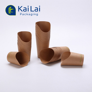 Recyclable Custom Printed Unique Paper Scoop Cup kraft French Fries Cup Paper French Fries Cone Holder