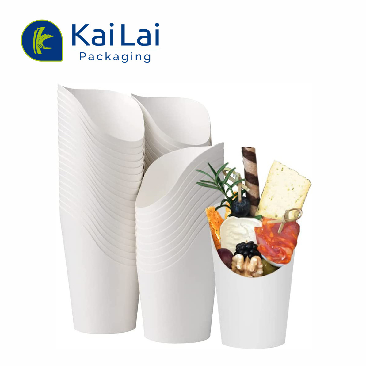 Recyclable Custom Printed Unique Paper Scoop Cup kraft French Fries Cup Paper French Fries Cone Holder