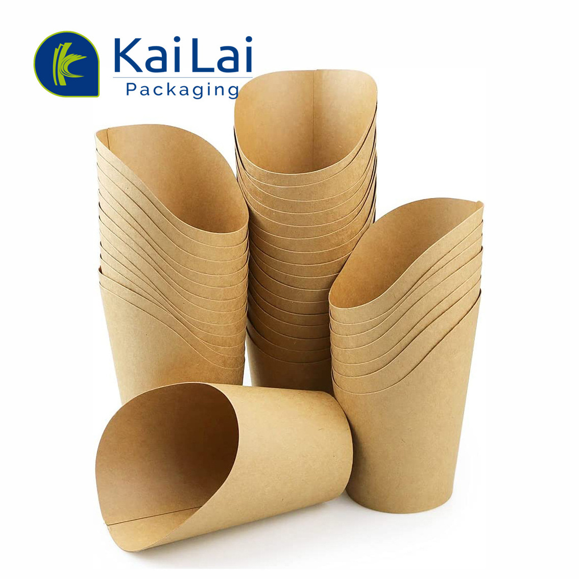 Recyclable Custom Printed Unique Paper Scoop Cup kraft French Fries Cup Paper French Fries Cone Holder