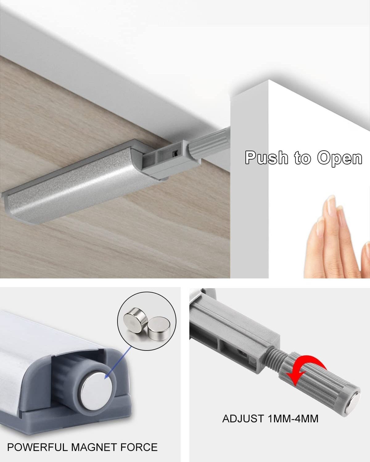 Hardware Accessories Latch Bouncer Door Stopper Rebound Device Cupboard White Magnetic Touch Press Catches