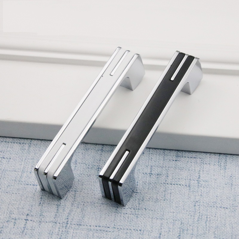 Fashion Simple Style Black White Color Available Simple Style Electroplated Surface Cupboard Closet Handle Door Handle