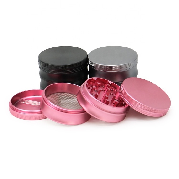 Wholesale Pink Herb Grinder Dry Spice Tobacco Crusher 2.5 Inch Custom Logo Metal Manual Herb Grinder Smoking Accessories