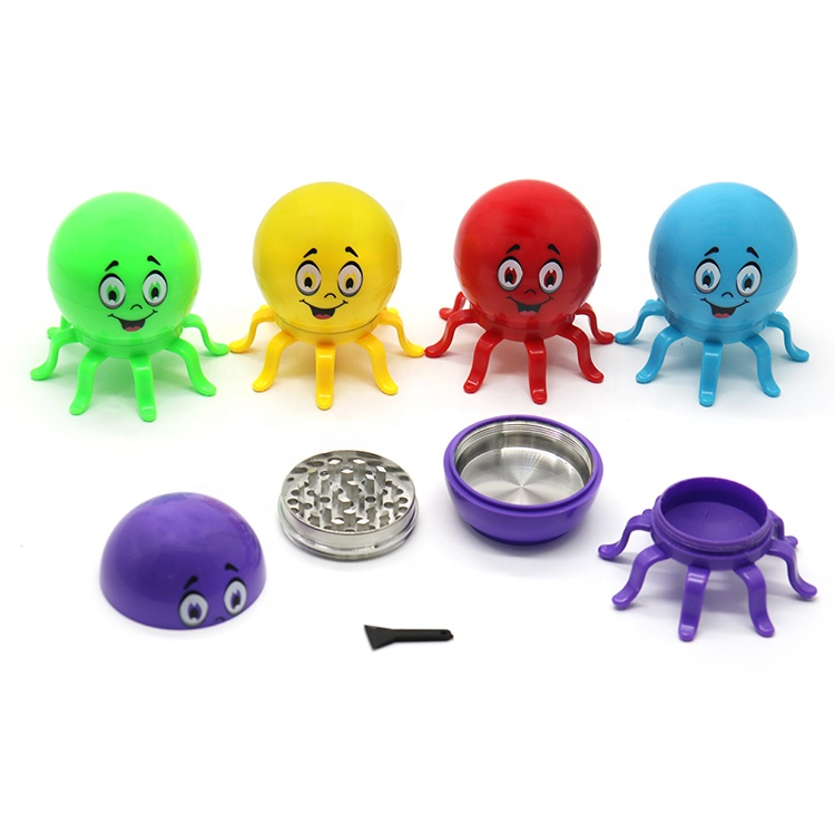 Portable Lovely Poke Ball Octopus Dragon Ball Cartoon 3 Layers Plastic Metal Herb Grinder Spice Grinder Wholesale