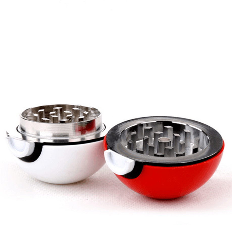 New Design Portable 55mm Metal Herb Grinder Zinc Alloy 3 Parts Poke Ball  Tobacco Crusher Grinder For Gift Wholesale