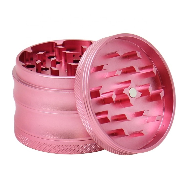 Wholesale Pink Herb Grinder Dry Spice Tobacco Crusher 2.5 Inch Custom Logo Metal Manual Herb Grinder Smoking Accessories