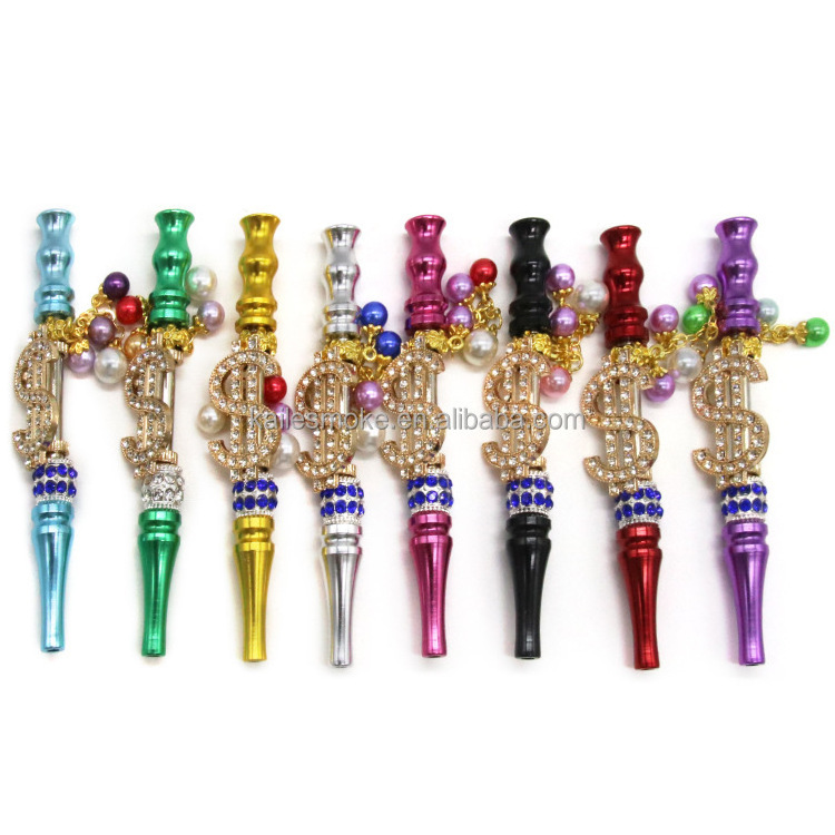 Luxury Diamond Beads Ladies Shisha Hookah Mouth Tips Animal Decoration Bling Metal Mouth Tips Smoking Accessories Custom Logo