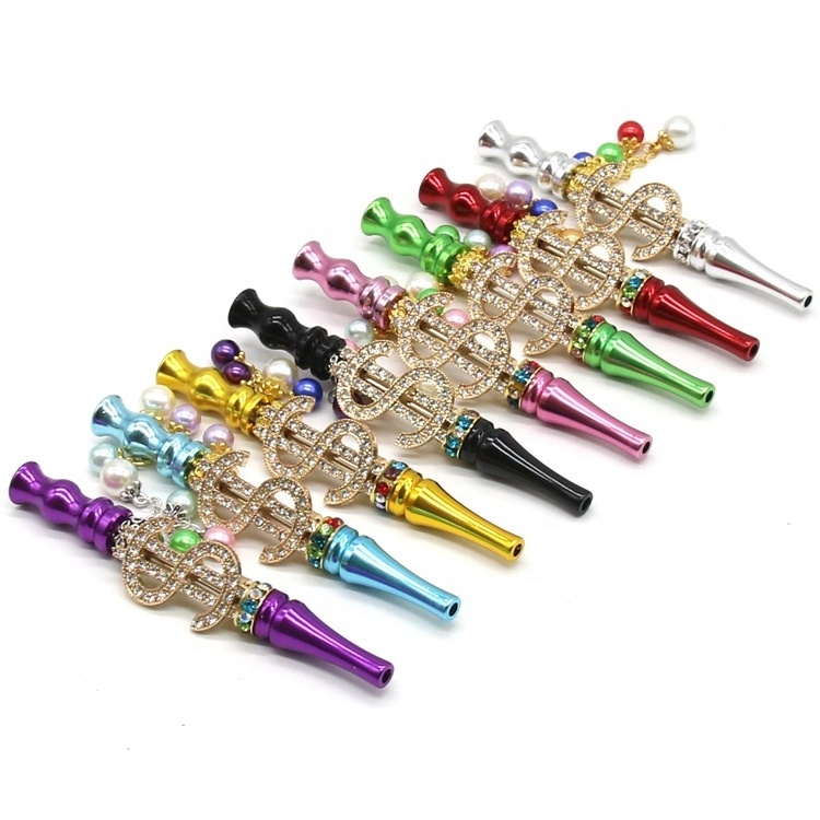 Luxury Diamond Beads Ladies Shisha Hookah Mouth Tips Animal Decoration Bling Metal Mouth Tips Smoking Accessories Custom Logo