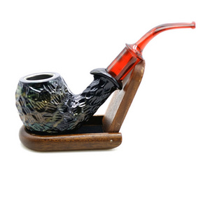 Carved curved resin wood pipe Short length 150mm Wood pipe can be cleaned tobacco PIPE direct sales