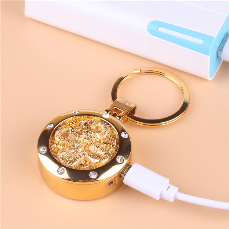 2022 New Gift Gold Dragon LOVE Heart USB Rechargeable Electric Lighter With Keychain Cigarette Smoking Lighters