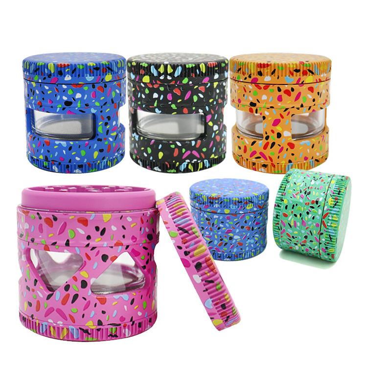 New Fancy Gift Rainbow Candy Pink Girl Smoking Aluminum Herb Grinder 63mm Custom Logo Dry Spice Tobacco Grinder