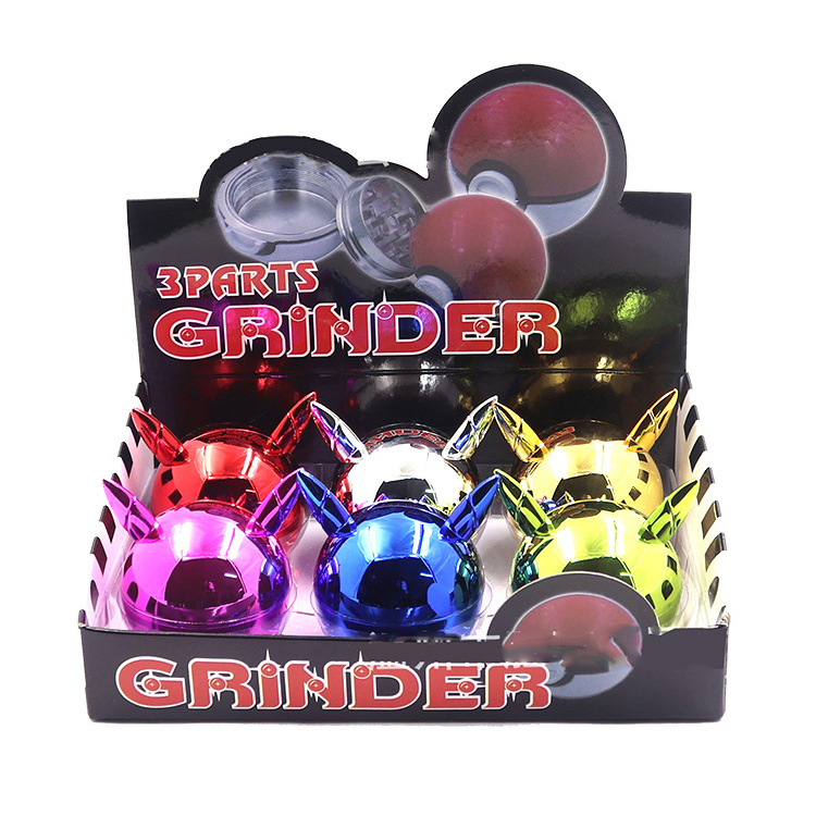 New Cute Cartoon Glossy 3 Layers Zinc Metal Herb Grinder Portable Dry Smoke Spice Grinder Wholesale