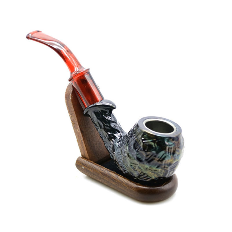 Carved curved resin wood pipe Short length 150mm Wood pipe can be cleaned tobacco PIPE direct sales