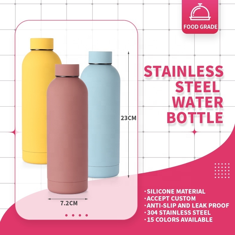 Insulated Thermal Double Wall Keep Hot & Cold 500Ml 17oz Sport OEM Matte Drink Stainless Steel Water Bottle