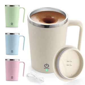 Wholesale Stainless Steel Custom Logo USB Rechargeable Automatic Lazy Self Stirring Milk Blender Smart Mixer Coffee Mug