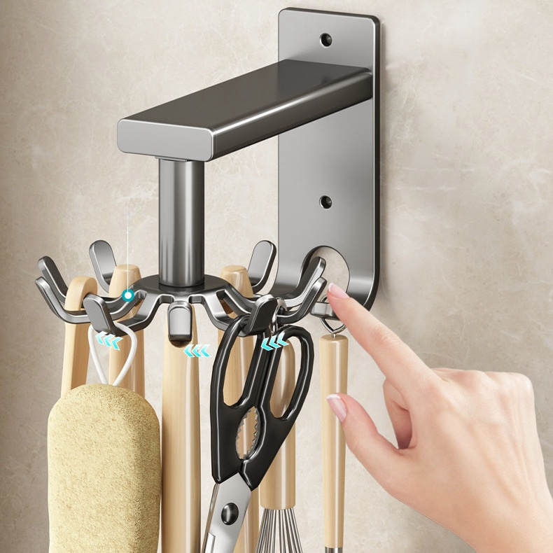 Rotating Strong Adhesive Sticker Waterproof Heavy Duty 360 Degree Wall Hook For Kitchen